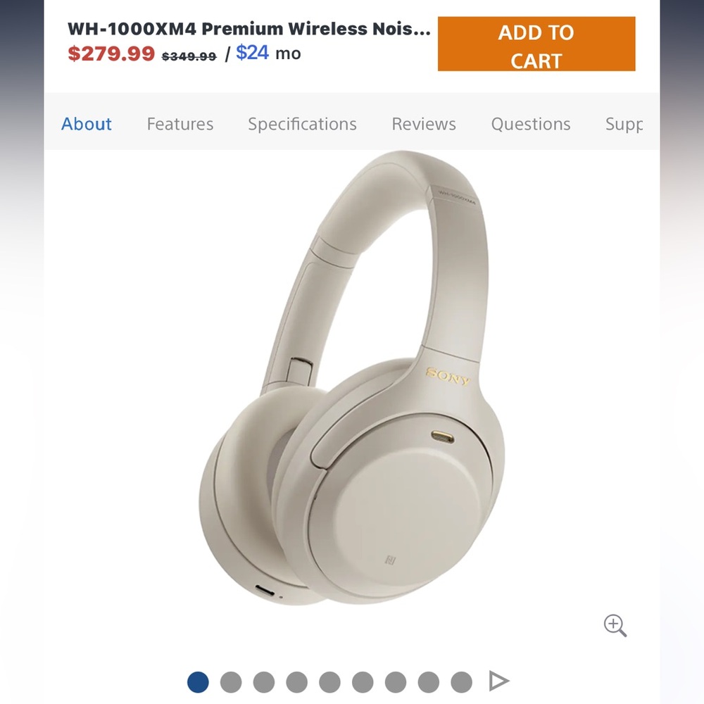 Sony Over-Ear Headphones - Cream